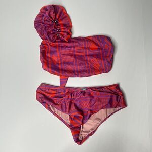 Mar a Mar Geometric Tribal One-Shoulder Ruffle Bikini Set
